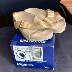 Gold Birkenstock Sandals